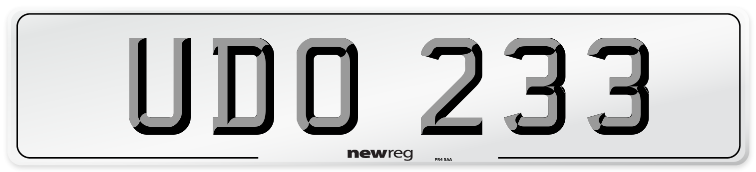 UDO 233 Number Plate from New Reg